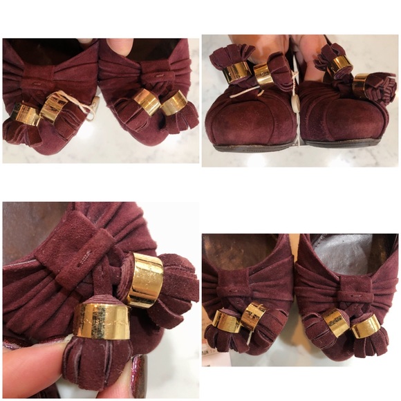Louis Vuitton Burgundy Suede Leather Knot Confident Tassel Platform Pumps 37.5 - Picture 17 of 17